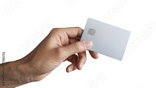 Confident hand holding blank credit card ready for payment