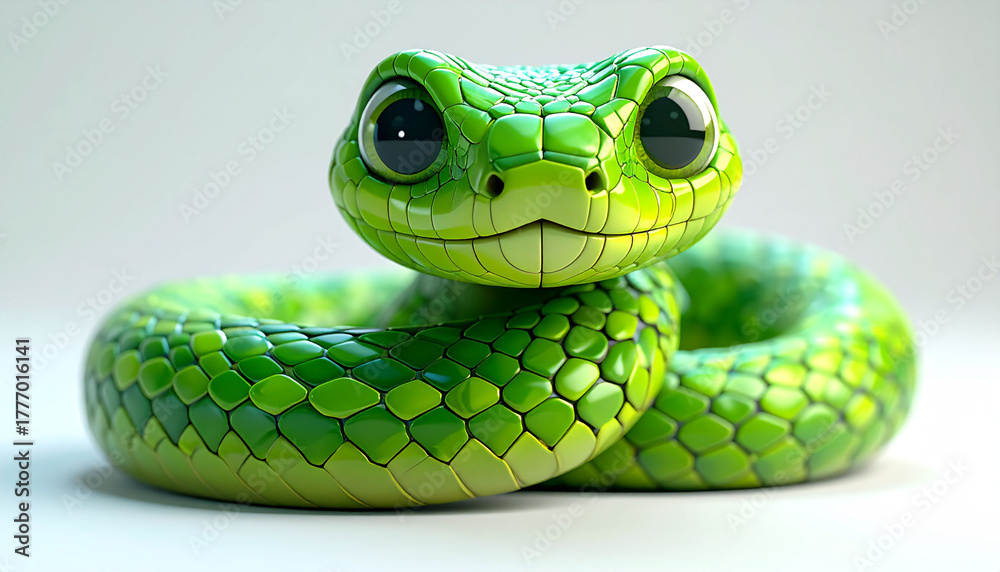 Fototapeta premium 3D Snake on White Background