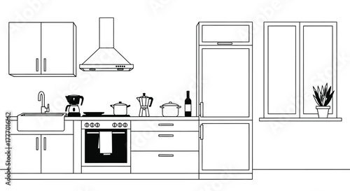 Modern kitchen design ideas minimalist kitchen interior illustration