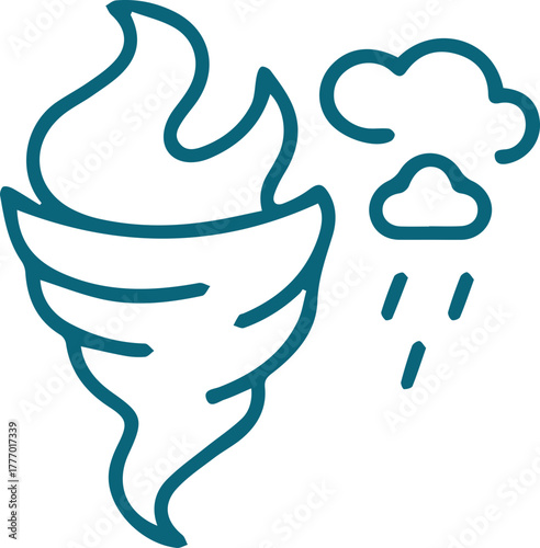 Dramatic Swirling Tornado with Rain Clouds Weather Event Concept Art