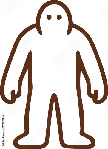 Mysterious brown outline creature bigfoot sasquatch yowie monster cryptid yeti artwork