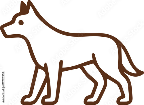 Clean brown outline graphic of a standing dog a minimalist animal vector design