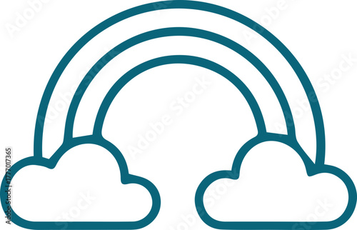 Vibrant Minimalist Rainbow Icon with Two Soft Clouds Symbolizing Joy and Hope