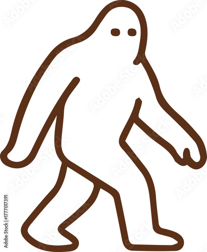 Mysterious Forest Dweller Bigfoot Sasquatch Cryptid Icon Simple Outline Art