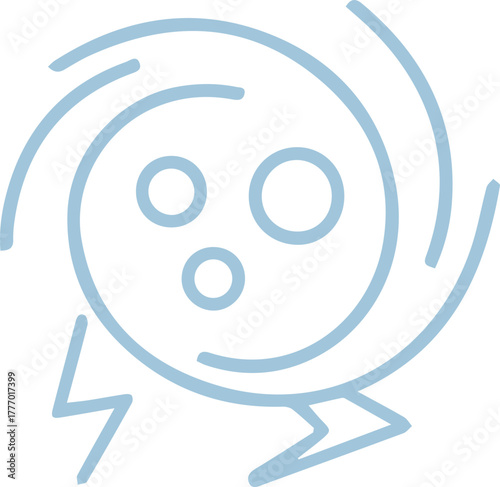 Stylized Hurricane Cyclone Storm Icon with Lightning Bolts and Swirling Wind Minimalist Design