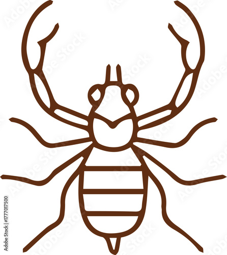 Intricate line drawing of a fascinating tiny pseudoscorpion creature with powerful pincers