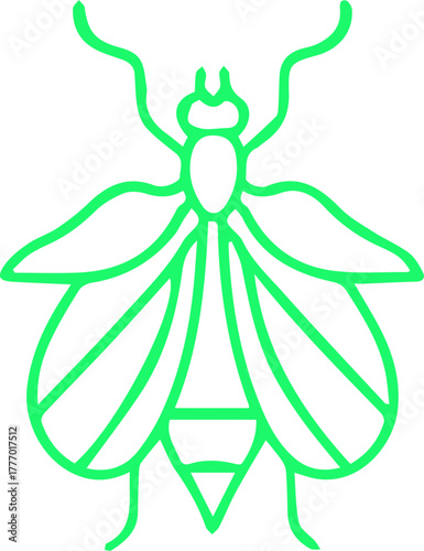 Vibrant green abstract line art insect illustration a modern minimalist bee design