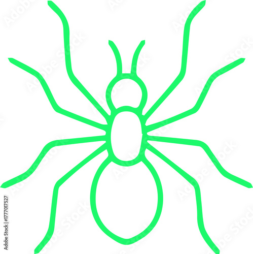 Vibrant Green Arthropod Outline Drawing Minimalist Digital Art Illustration