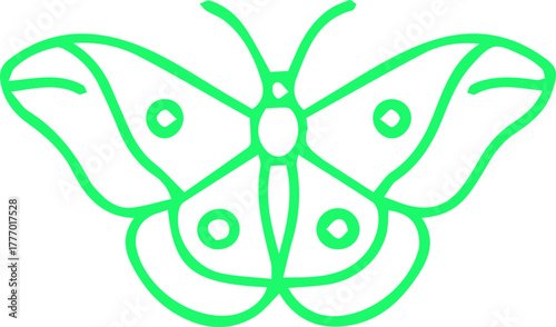 Vibrant Green Outline Butterfly Insect Minimalist Modern Logo Icon Design
