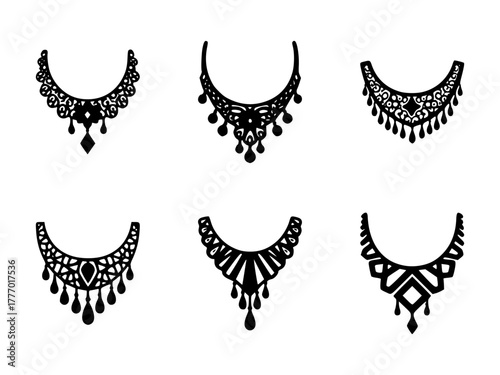 necklace silhouette set, isolated background