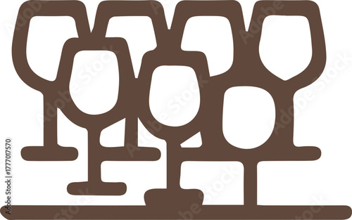 Abstract collection of stylish wine glasses a modern art icon in earthy tones