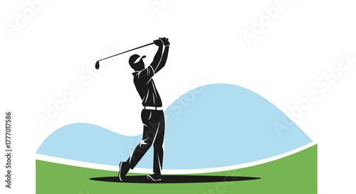Dynamic golfer executes a powerful swing on a sunny course, capturing the essence of sport and precision
