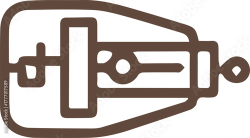 Classic simple line art mouse trap icon illustration in earthy brown