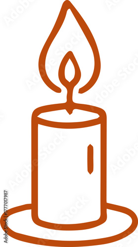 Warm glow candle outline icon illuminating darkness with gentle light