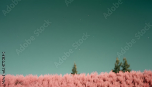 Pastel green and pink landscape with soft horizon glow, ethereal color wash forming a nostalgic airy abstract background for design