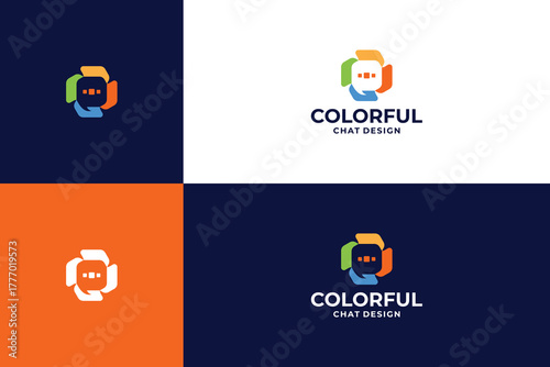 Colorful chat logo design template
