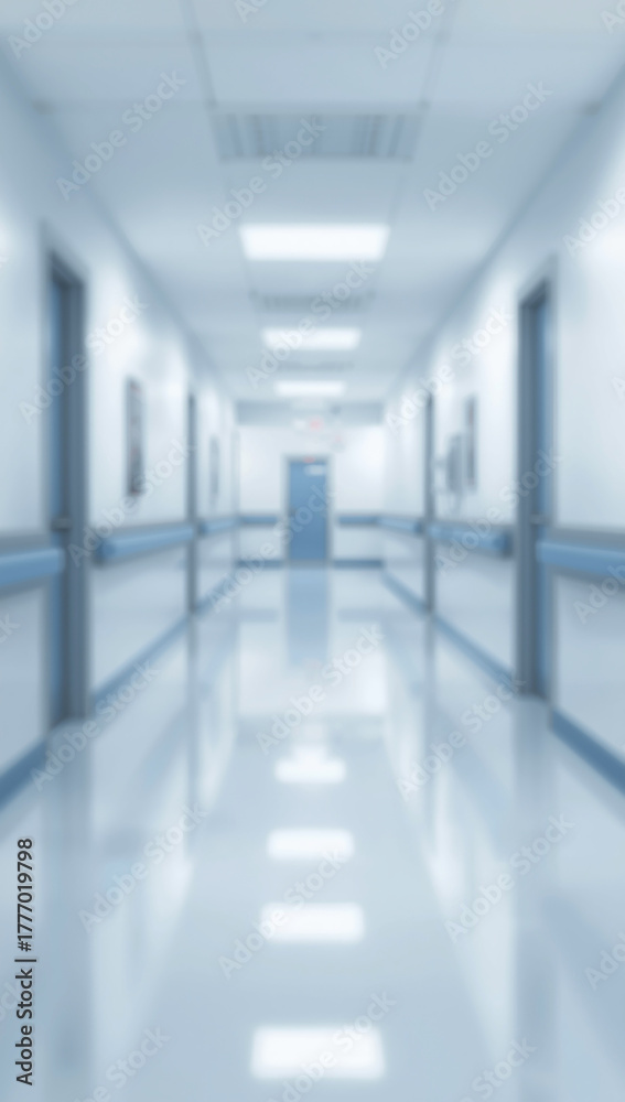Fototapeta premium hospital background clean corridor bokeh blur effect