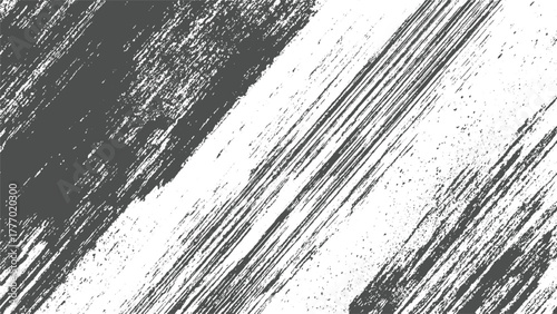 Dark grey diagonal brush strokes on white background textured abstract pattern black charcoal