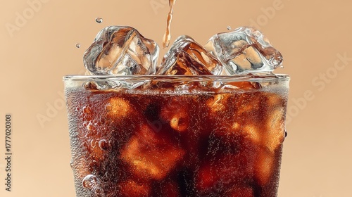 Cold brew coffee with ice cubes. coffee