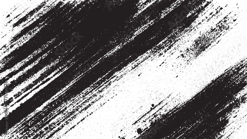 Black ink brush strokes and splatters on white background abstract texture vector