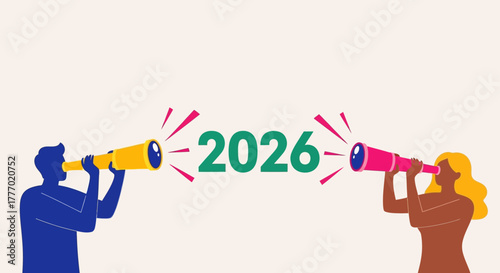 Looking Ahead A Colorful Illustration Depicting the Year 2026 and Future Perspectives
