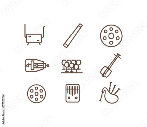 Global Melodies Illustrated Collection of Musical Instrument Outline Icons