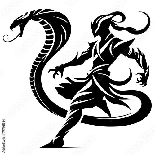Silhouette of a cobra warrior