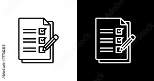 Exam Paper  White Icon Set Design