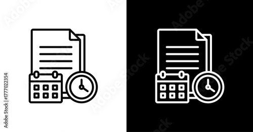 Time Management  White Icon Set Design