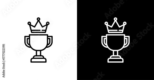 Trophy Crown  White Icon Set Design