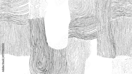 Abstract pattern of black lines on white background resembling wood grain and tree rings vector