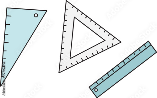 각도자와 삼각자 자 세트 일러스트