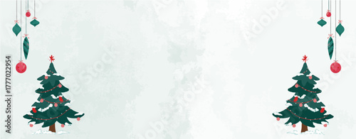 christmas tree with stars and snowflakes decor items hanged on white background