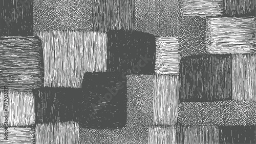 Dark gray and white abstract patchwork pattern with varied textures background graphic