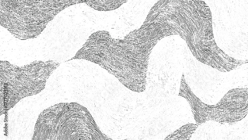 Abstract monochrome wavy lines and dots texture background black white