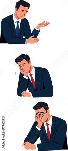 Sad Businessman In Suit Looking Down Thoughtful Pixel Art