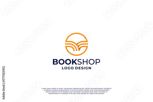 Book shop logo, online book order logo design