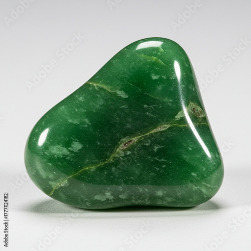 Detailed macro shot of a polished green jade stone with subtle color variations.