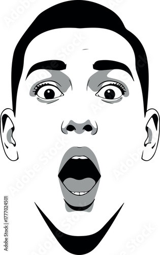 Shocked Man Face Vector Graphic With Open Mouth And Wide Eyes