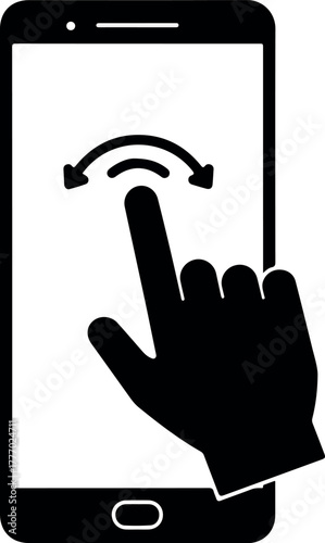 Smartphone Touchscreen Gesture Icon Finger Swipe Action Mobile Interface