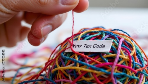 Hand Extracting Red Thread From Tangled Colorful Threads