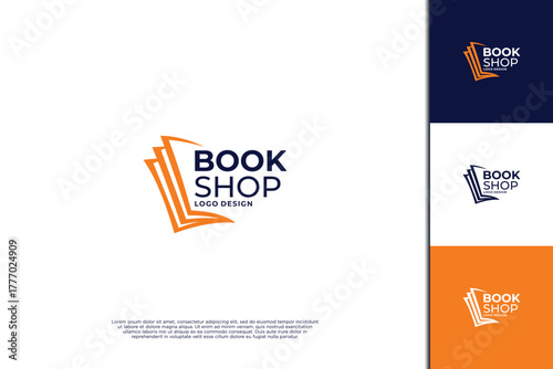 Book shop logo, online book order logo design