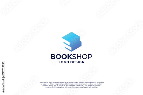 Book shop logo design inspiration. digital library logo