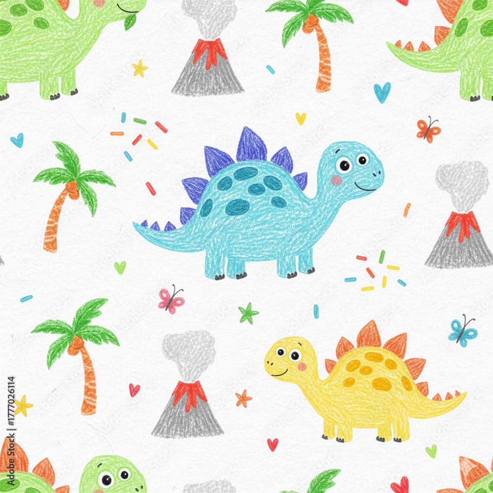Obraz premium cute cartoon animal and bird seamless pattern set illustration