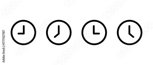 Clock icon set. Simple time symbol for schedule and reminder design