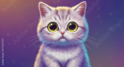 Adorable Kitten's Captivating Gaze: An adorable kitten with striking eyes gazes directly at the viewer, evoking feelings of affection and warmth.