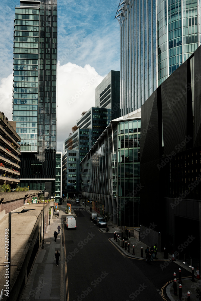 Fototapeta premium London city street with modern architectural buildings