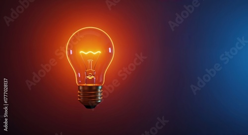 Illuminating Idea: A radiant light bulb glows against a backdrop of rich, contrasting colors, symbolizing inspiration, invention, and innovation. 