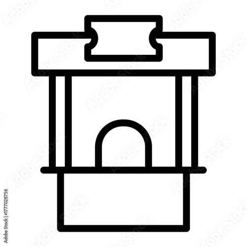 Ticket Booth Vector Line Icon Design