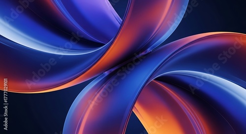 Abstract Blue and Orange Curved Digital Art with Flowing Lines and Smooth Gradient Effects
